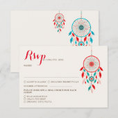 Boho Tribal veer Dreamcatcher bruiloft RSVP Kaartje (Voorkant / Achterkant)