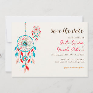 Boho Tribal veer Dreamcatcher bruiloft Save The Date