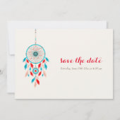 Boho Tribal veer Dreamcatcher bruiloft Save The Date (Achterkant)