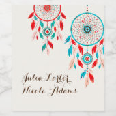 Boho Tribal veer Dreamcatcher bruiloft Wijn Etiket (Enkel label)