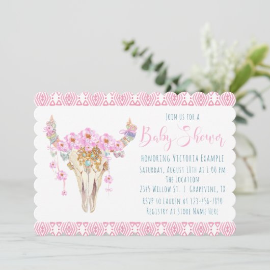 Boho Tribal Waterverf Baby Shower-uitnodigingen Kaart (Staand voorkant)