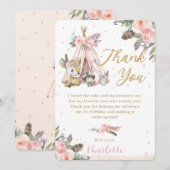 Boho Tribal Woodland Animals Birthday Christening Bedankkaart (Voorkant / Achterkant)