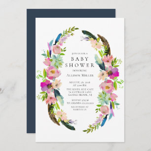Boho Tribal Wreath Baby shower Uitnodiging
