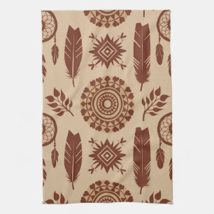 Boho Tribale Abstracte Patroon Aardse Geometrie Theedoek