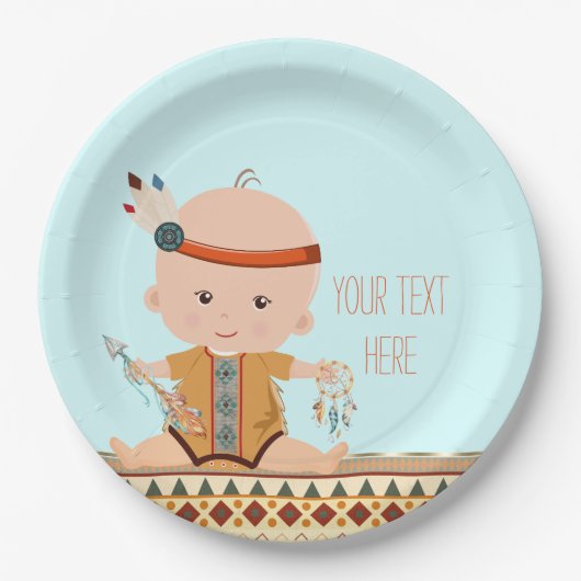 Boho Tribale Baby Shower Papieren Bordje (Voorkant)