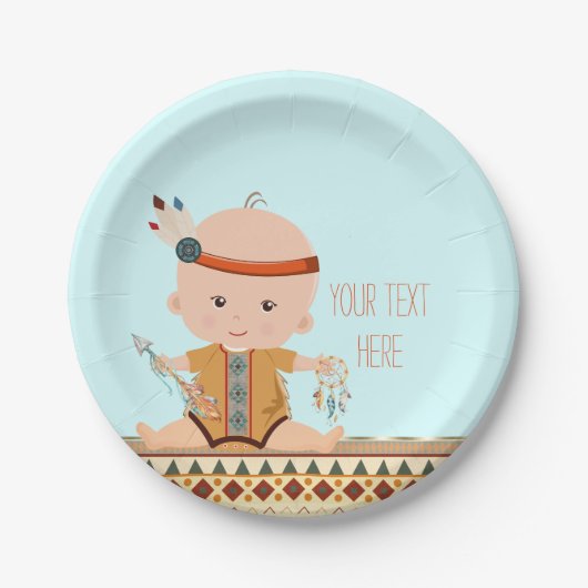 Boho Tribale Baby Shower Papieren Bordje (Voorkant)