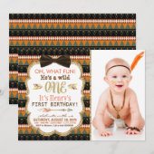 Boho Tribale Eerste Verjaardagsfeestje Kaart (Voorkant / Achterkant)