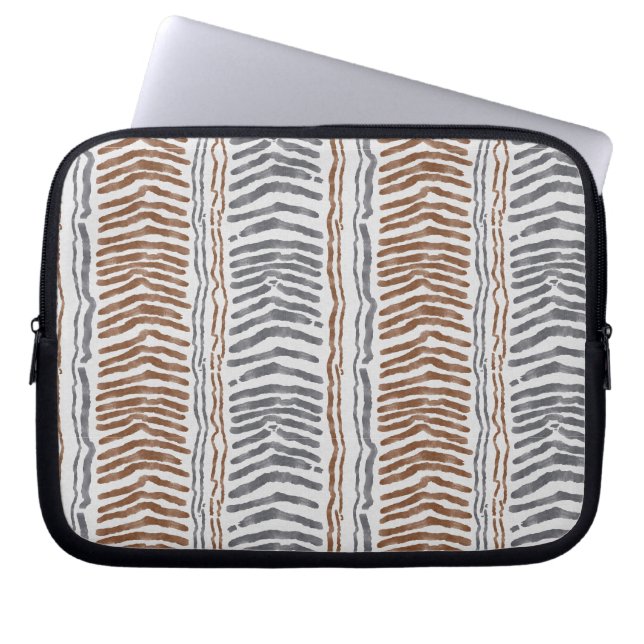 Boho Tribale Gestreepte Laptophoes Laptop Sleeve (Voorkant)