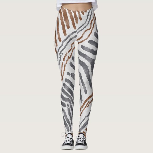 Boho Tribale Gestreepte Leggings (Voorkant)