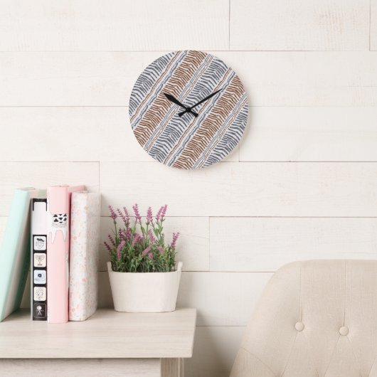 Boho Tribale Gestreepte Ronde Wandklok (Leeskamer)