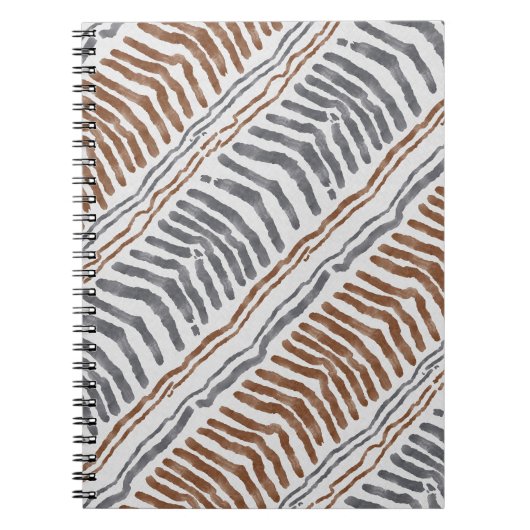 Boho Tribale Gestreepte Spiraal Notebook Notitieboek (Voorkant)