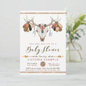 Boho Tribale Herten Schedel Baby Shower Uitnodigin Kaart (Staand voorkant)