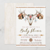 Boho Tribale Herten Schedel Baby Shower Uitnodigin Kaart (Voorkant / Achterkant)