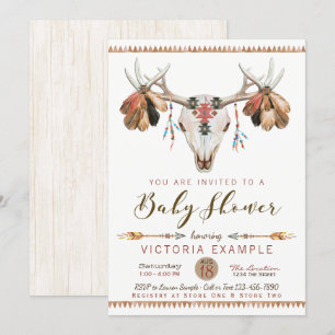 Boho Tribale Herten Schedel Baby Shower Uitnodigin Kaart