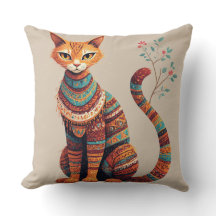 Boho Tribale Kat Illustratie Cute Folk Art Design