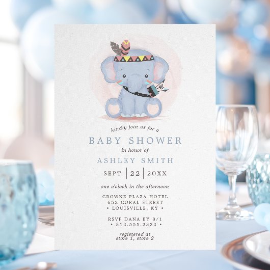 Boho Tribale Olifant Baby Shower Kaart