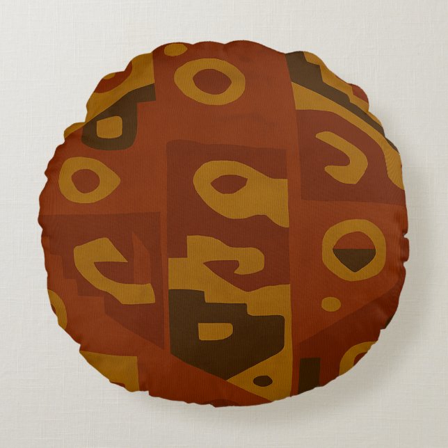 Boho Tribale Patroon Ronde Kussen (Voorkant)