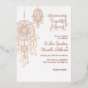 Boho Tribale Veer Droomvanger Bruiloft Folie Uitnodiging