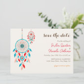 Boho Tribale Veer Droomvanger Bruiloft Save The Date (Staand voorkant)