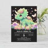 Boho Triceratops Dinosaurus Digitale Verjaardag Kaart (Staand voorkant)