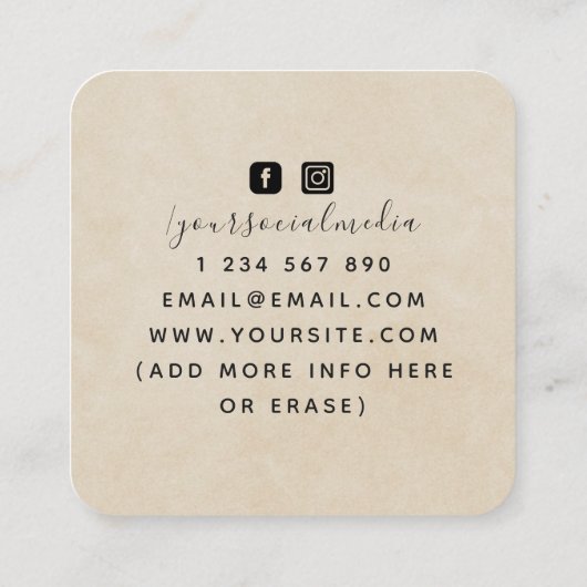 Boho Triple Moon Beige Sand Celestial Tarot Reader Vierkante Visitekaartje (Achterkant)