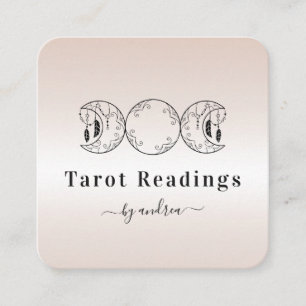 Boho Triple Moon Cream Reader Energy Healer Vierkante Visitekaartje