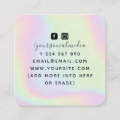 Boho Triple Moon Feather Holographic Energy Healer Vierkante Visitekaartje (Achterkant)