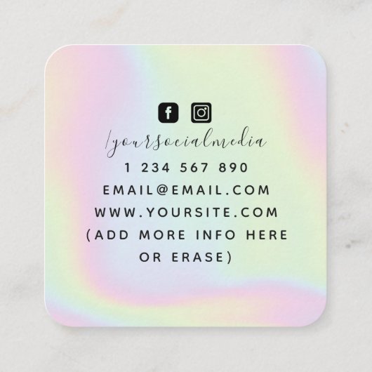 Boho Triple Moon Feather Holographic Energy Healer Vierkante Visitekaartje (Achterkant)