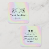 Boho Triple Moon Feather Holographic Energy Healer Vierkante Visitekaartje (Voorkant / Achterkant)