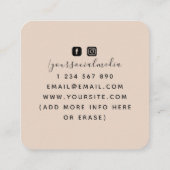 Boho Triple Moon & Feathers Beige Energy Healer Vierkante Visitekaartje (Achterkant)