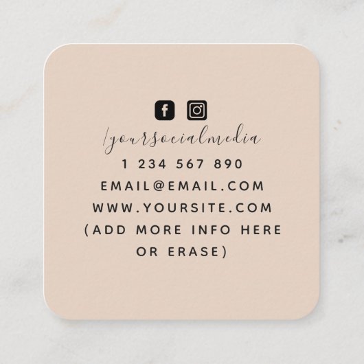 Boho Triple Moon & Feathers Beige Energy Healer Vierkante Visitekaartje (Achterkant)