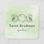 Boho Triple Moon Green Tarot Reader Energy Healer Vierkante Visitekaartje (Voorkant)