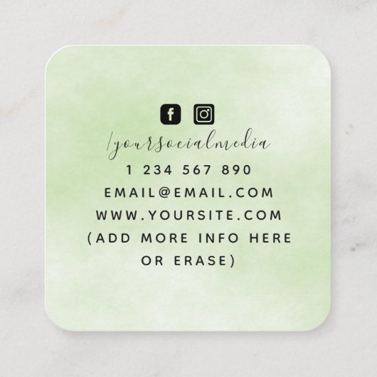 Boho Triple Moon Green Tarot Reader Energy Healer Vierkante Visitekaartje (Achterkant)