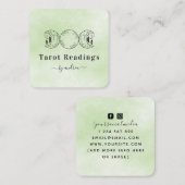 Boho Triple Moon Green Tarot Reader Energy Healer Vierkante Visitekaartje (Voorkant / Achterkant)