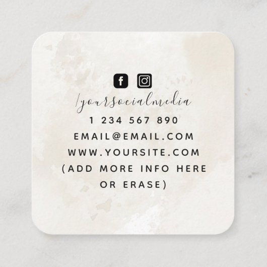 Boho Triple Moon White Marble Reader Energy Healer Vierkante Visitekaartje (Achterkant)