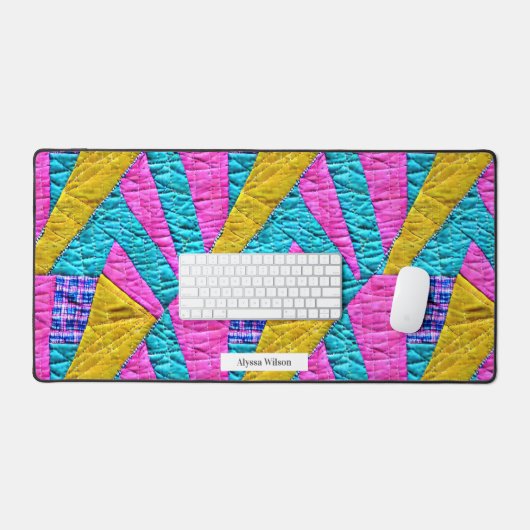 Boho Trompe L'oeil Patchwork Quilt geïnspireerd Bureaumat (Keyboard & Muis)
