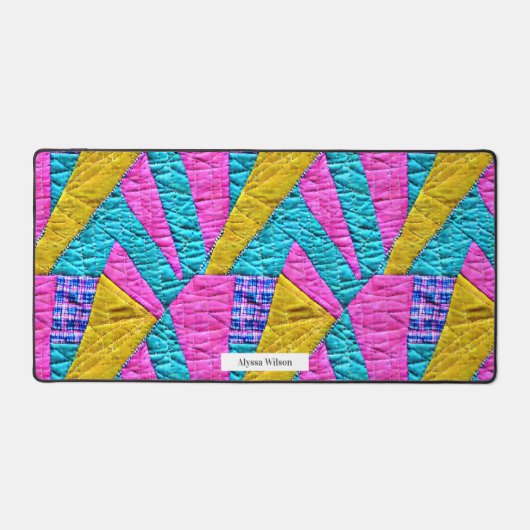 Boho Trompe L'oeil Patchwork Quilt geïnspireerd Bureaumat (Voorkant)