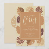 Boho Tropical 40th Birthday Invitation Kaart (Voorkant / Achterkant)