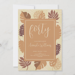 Boho Tropical 40th Birthday Invitation Kaart