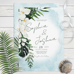 Boho Tropical Aqua Water Waterverf Wedding Kaart