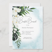 Boho Tropical Aqua Waterverf Bruidsbrunch Kaart (Voorkant)