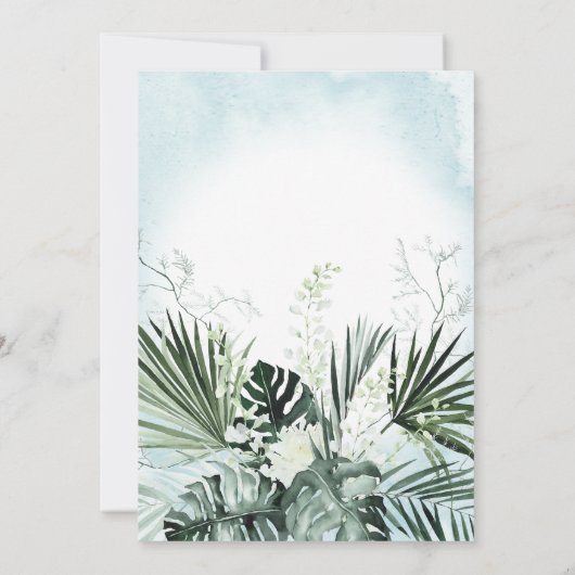 Boho Tropical Aqua Waterverf Bruidsbrunch Kaart (Achterkant)