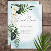Boho Tropical Aqua Waterverf Bruidsbrunch Kaart
