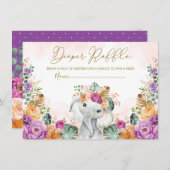 Boho Tropical Autumn Elephant Baby Diaper Raffle Informatiekaartje (Voorkant / Achterkant)