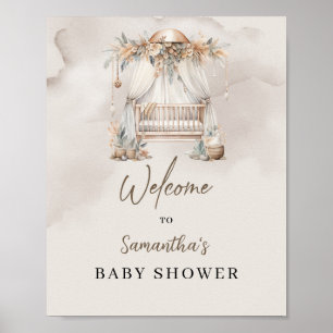 Boho tropical baby wieg pampas Baby shower welkom Poster