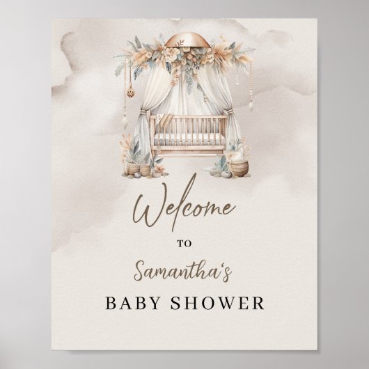 Boho tropical baby wieg pampas Baby shower welkom Poster (Voorkant)