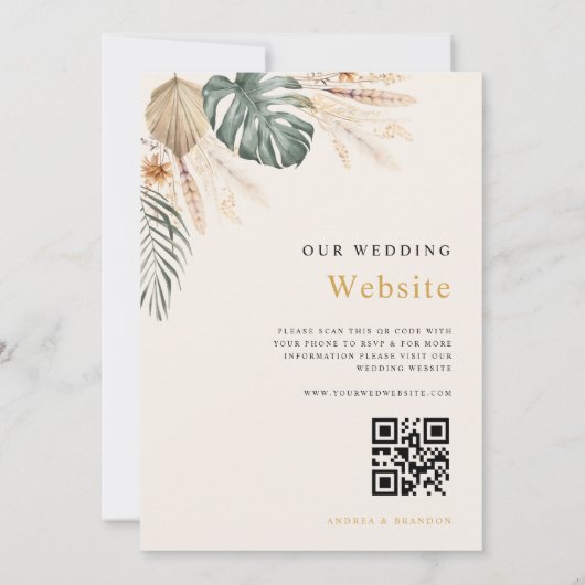 Boho Tropical Beach Bestemming Bruiloft Alles in e Kaart (Achterkant)