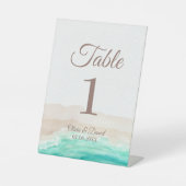 Boho Tropical Beach en Palm Trees Tafelnummer Reclamebord Met Voetstuk (Voorkant)