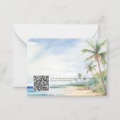 Boho Tropical Beach QR Code RSVP Bruiloft Notitiekaartje (Achterkant)