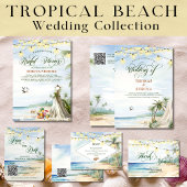 Boho Tropical Beach QR Code RSVP Bruiloft Notitiekaartje